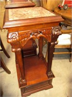 Marble top fern stand w/ bottom drawer