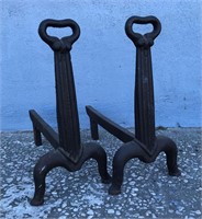 Lodge Cast Iron #18 Skeleton Key Firedogs/Andirons