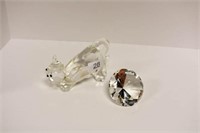 SHANNON CRYSTAL CAAT & DIAMOND PAPERWEIGHT SIGNED