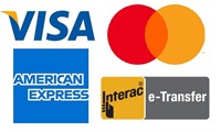 Visa, Mastercard, American Express and E-Transfer