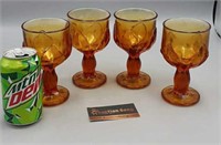 Set of 4 Heavy Vintage Amber Glasses