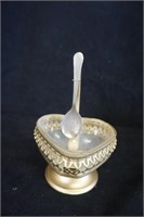 Vintage Heart Shaped Condiment Dish with Spoon