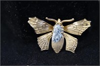 Vintage Gold Tone Butterfly Brooch