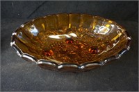 Vintage Amber Grapes and Leaves Bowl
