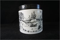 Vintage Mild Glass Container with Country Scene