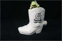 Ceramic Cowboy Boot with Frog
