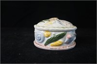 Vintage Trinket Container with Flowers on Top