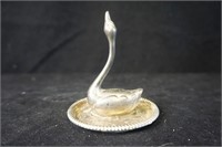Silver Plate and Brass Swan  on a Platter