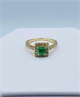 Estate $12,000 14 Kt Emerald Diamond Ring