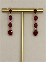 Estate $ 6320 AIGL 14 Kt Ruby Diamond Earrings
