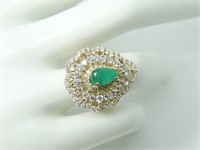 14 Kt 1.06 Ct Emerald 2.08 Ct Diamond AIGL Ring