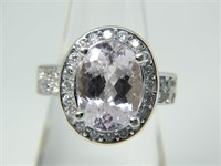 Estate 18 Kt  AIGL $ 10822 Kunzite  Diamond Ring