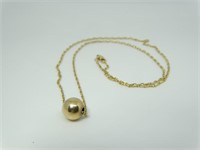 14 Kt Yellow Gold Chaind and 14 Kt Bead Pendant