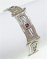 Sterling silver 7" designer bracelet with cabochon