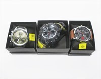Lot, men's wrist watches, as new in boxes, 3 pcs.