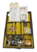 Jewelry box and contents, Babe Ruth doll