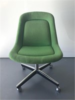Mid Century Green Upholstered Swivel Chair- Knoll