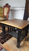 Black w/ wood top end table