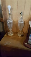 Pair Lead Crystal Table Lamps