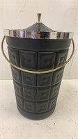 Black retro plastic ice bucket with tongs