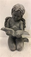 Resin stone angel reading statue