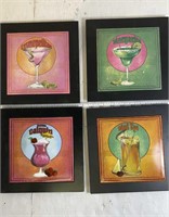 4 Wall art or Trivets of  Bar Drinks