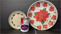 2 plates  Eddie Bauer Christmas & plastic floral