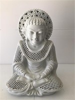 Reticulated White Porcelain Lamp Base- Asian Diety