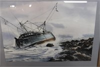 Shipwreck Realist Painting, Artist Unknown