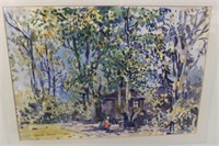Watercolor Cabin Signed By Gerald Palmer