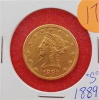 GOLD 1889-S $10 DOLLAR COIN (17)