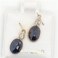 $1830 14K  Sapphire(3.1ct) Diamond(0.2Ct) Earrings