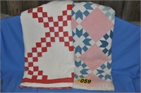 (2) Hand stitched "cutter" quilts