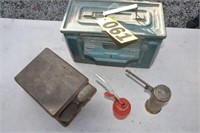Ammo can, Eagle brass oil can, ringer box & more