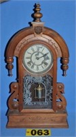 Antique Wal. cased Waterbury key wind shelf clock