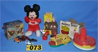 Vintage toys incl. 14" T Mickey Mouse & more