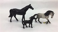 2 Metal & 1 Schleich Plastic Horses