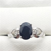 $800 10K  Sapphire(1ct) Diamond(0.04ct) Ring
