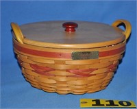 1999 Longaberger lidded "Popcorn" basket w/ liner