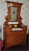 Antique solid Walnut mirrored dresser