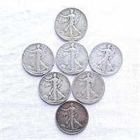 (7) Walking Liberty Half Dollars Mixed Incl 5 Ds S