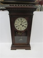 Walnut Cast 29" Tall Mantle Clock with Key and