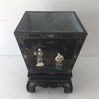 Black Lacquer Chinoiserie Planter & Stand