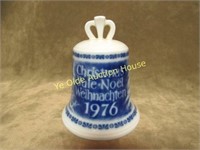 Vintage 1976 Blue White Porcelain Christmas Bell