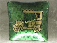 1970's Antique Auto Car design green background dh