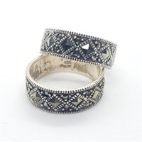 $140 Silver Lots Of 2 Marcasite Ring