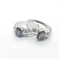 $140 Silver Lots Of 2 Rainbow Topaz Ring
