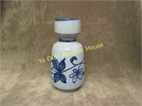 1970's Blue flower Stoneware Pottery Vase