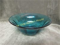 1930's Jeanette Glass Teal Blue Green Glass Bowl