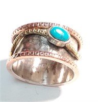 $120 Silver Blue Coral Ring